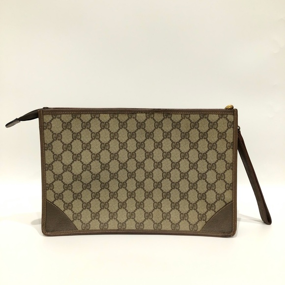 Gucci Brown GG Supreme Zip Pouch Sku#85251 (Gently used, corners re-color) - Picture 2 of 15
